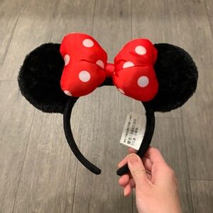 Disney Minnie Mouse Black Ears Headband with Red Polka Dot Bow